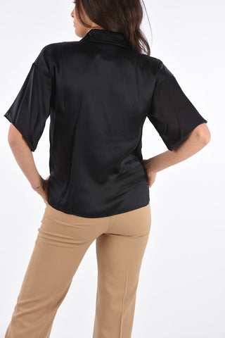 Silk ZELANTE Blouse with Monogram Embroidery