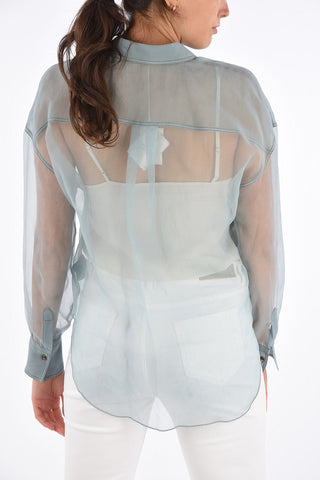 Camicia Collo Italiano in Seta con Tasche a Toppa