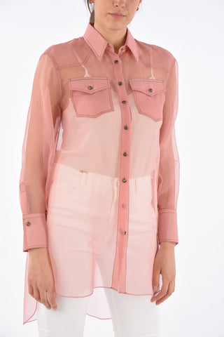 Silk Classic Collar Shirt with Patch Pockets