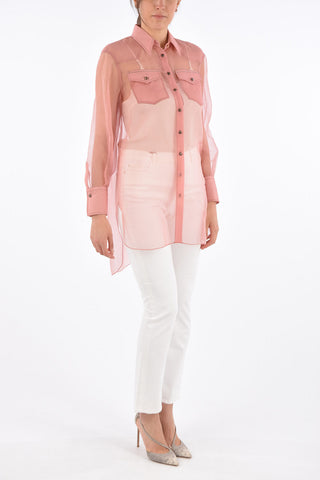 Silk Classic Collar Shirt with Patch Pockets