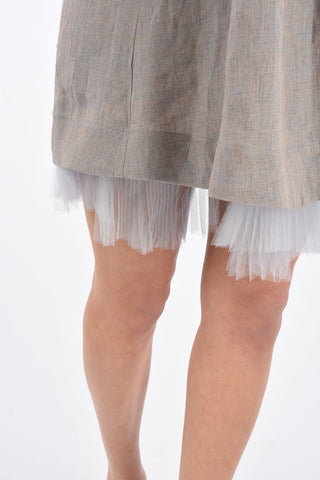 Tulle Hem Shift Dress with Inner Petticoat