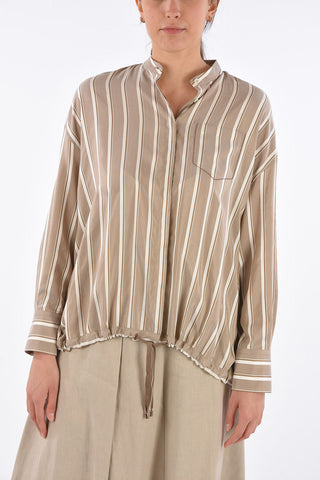 Blusa in Seta Balanced Striped con Chiusura a Scomparsa