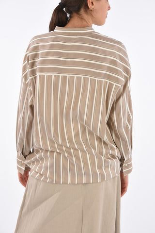 Blusa in Seta Balanced Striped con Chiusura a Scomparsa