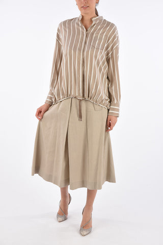 Blusa in Seta Balanced Striped con Chiusura a Scomparsa