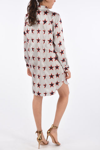 Star Printed Silk UNGHIA Shirtdress with Hidden Closure