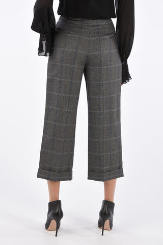STUDIO Pantalone a Doppia Pince STREET in Lana Tartan