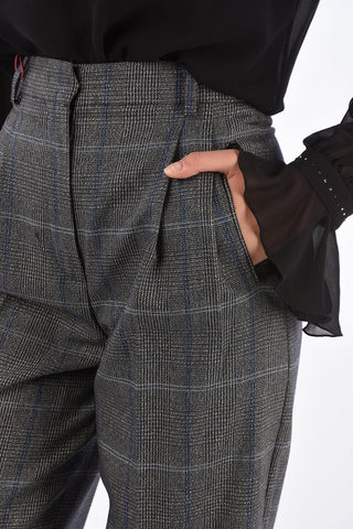 STUDIO Pantalone a Doppia Pince STREET in Lana Tartan
