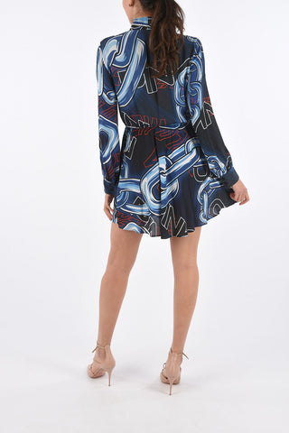 Long Sleeve SBATTERE Dress with Plunging Neckline