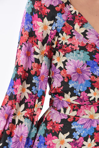 Floral RICORRERE Wrap Dress with Belt