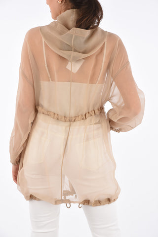 Silk Patch Pocket Hoodie with Drawstring 