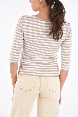 STUDIO T-Shirt Maniche ¾ AQUILA in Cotone Bayadere Striped