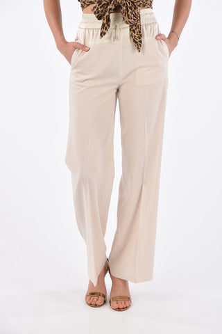 Virgin Wool Drawstring Palazzo Pants 