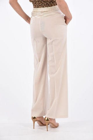 Virgin Wool Drawstring Palazzo Pants 
