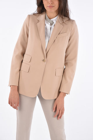 Virgin Wool UNNO One Button Blazer with Notch Lapel