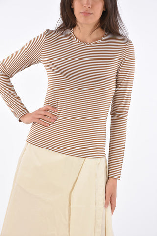 STUDIO Stretch Fabric Awning Striped FALANGE Long Sleeve T-Shirt