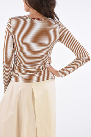 STUDIO Stretch Fabric Awning Striped FALANGE Long Sleeve T-Shirt