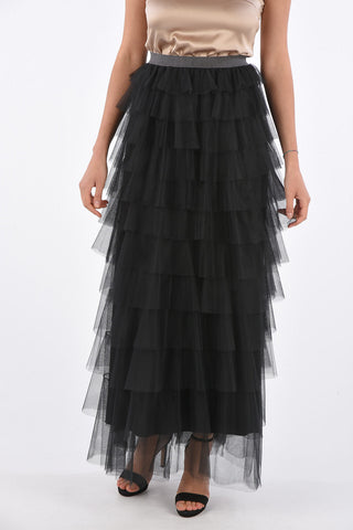 Maxi Layered Skirt with Elastic Waist Band