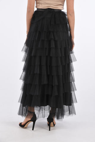 Maxi Layered Skirt with Elastic Waist Band