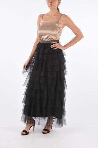 Maxi Layered Skirt with Elastic Waist Band