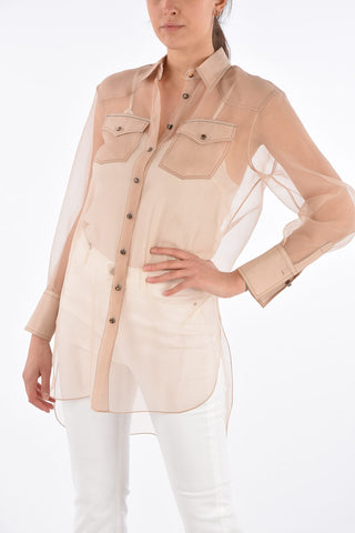 Silk Classic Collar Shirt with Patch Pockets