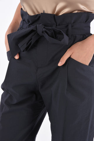 High Waist Single Pleat Pants with Belt