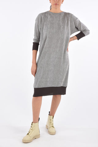 Vestito Midi a Maniche Lunghe in Cotone 