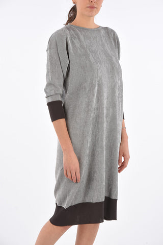 Vestito Midi a Maniche Lunghe in Cotone 