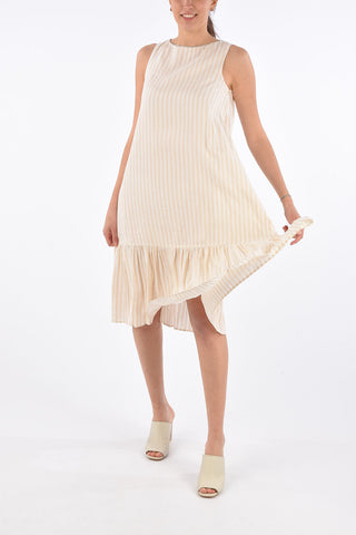 Striped Shift Dress with Peplum Hem