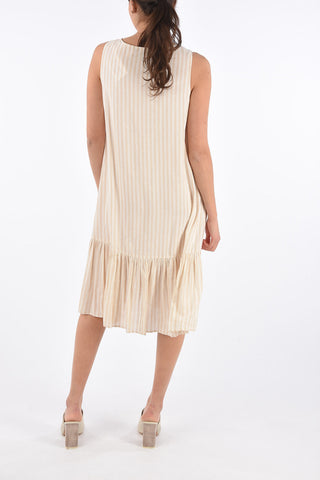 Striped Shift Dress with Peplum Hem