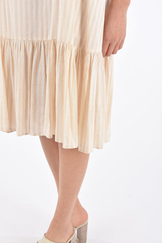 Striped Shift Dress with Peplum Hem