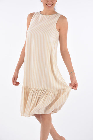 Striped Shift Dress with Peplum Hem