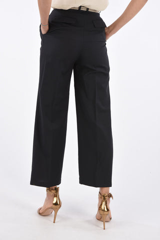 Double Pleat Palazzo Pants with Rope Belt