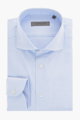 pin check spread collar shirt