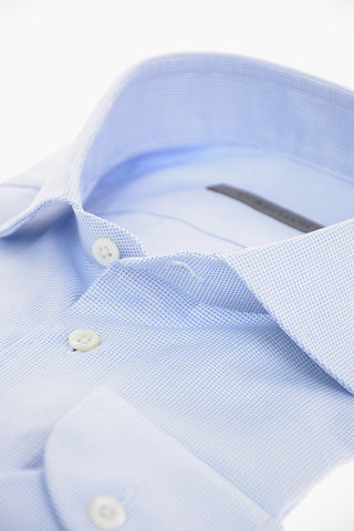 pin check spread collar shirt