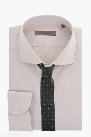 Camicia Hopsack a Collo Francese