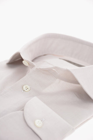 Camicia Hopsack a Collo Francese
