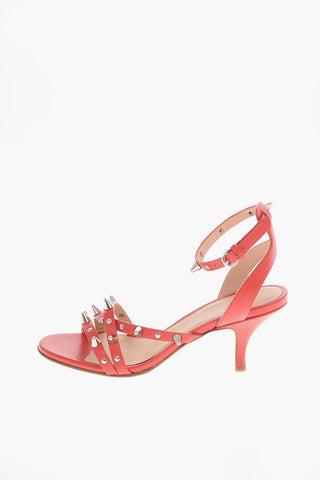 Leather Sandals with Studs 6.5 Cm
