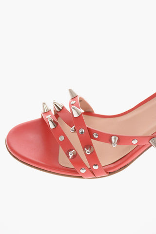 Leather Sandals with Studs 6.5 Cm