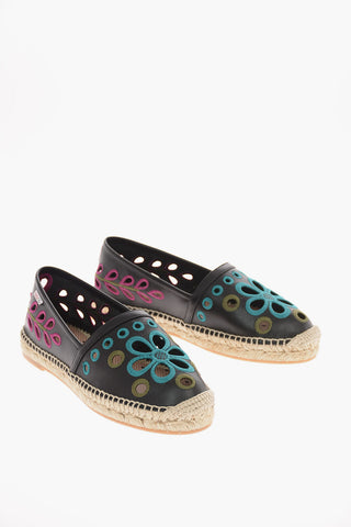 Soft Leather Espadrillas with Floral Embroidery