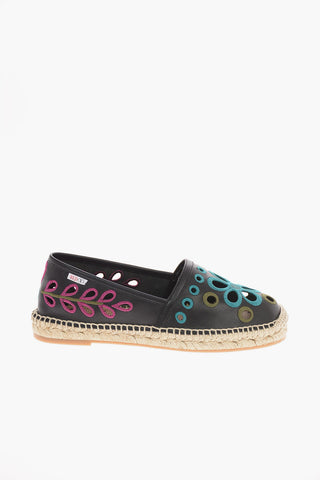 Soft Leather Espadrillas with Floral Embroidery