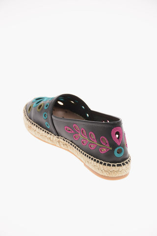 Soft Leather Espadrillas with Floral Embroidery