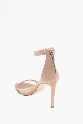 Suede DOCHAS Ankle-Strap Sandals with Jewel Application 10 Cm