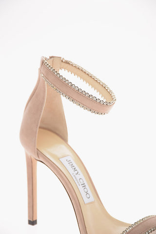 Suede DOCHAS Ankle-Strap Sandals with Jewel Application 10 Cm