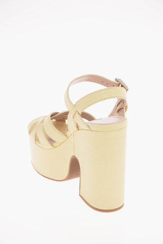 Braided Leather Platform Sandals 13 Cm