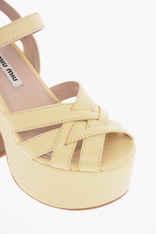 Braided Leather Platform Sandals 13 Cm