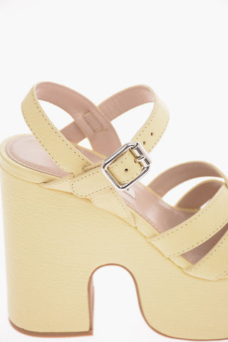 Braided Leather Platform Sandals 13 Cm
