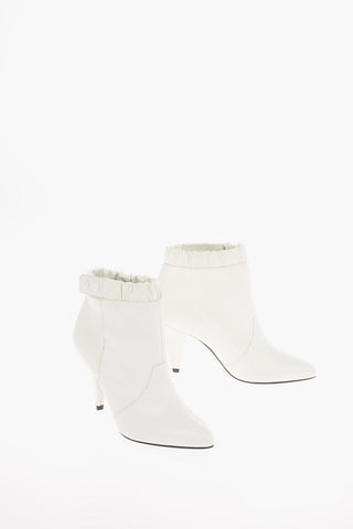 Leather Point Toe Ankle Boots with Cone Heel 10 Cm