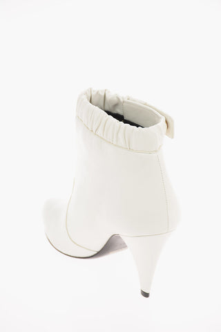 Leather Point Toe Ankle Boots with Cone Heel 10 Cm
