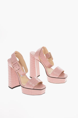 Croco Printed Leather JAX PF Platform Sandals 14 Cm