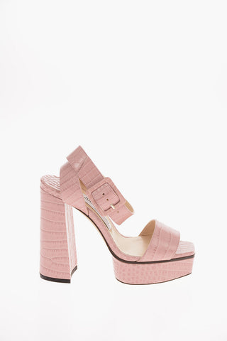 Croco Printed Leather JAX PF Platform Sandals 14 Cm